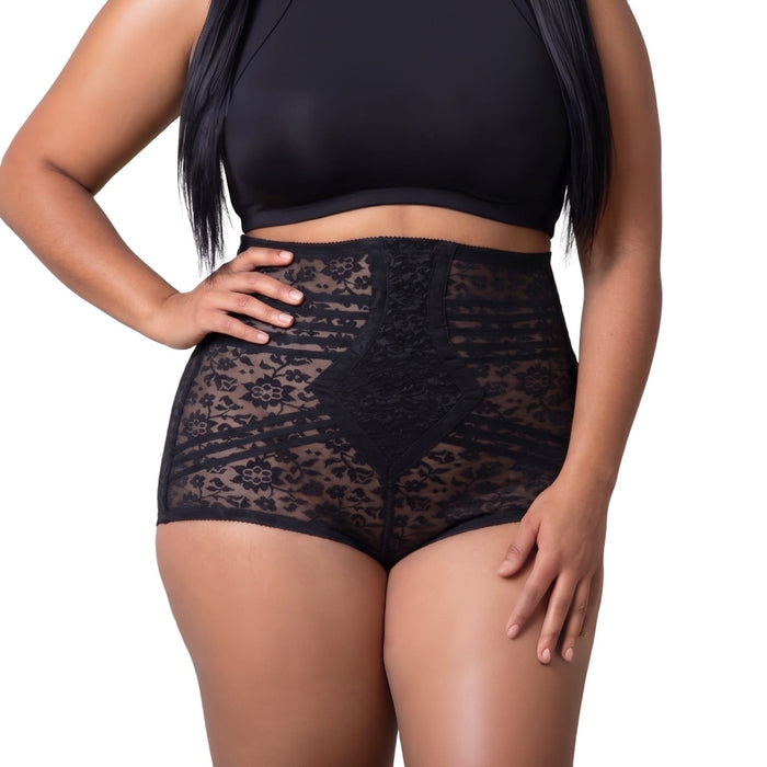 High Waist Extra Firm "No Roll" Panty Girdle with Detachable Garters | Style 6107