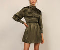Holiday smocked satin dress