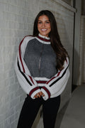 Hollis Zip Cardigan-Grey/Burgundy
