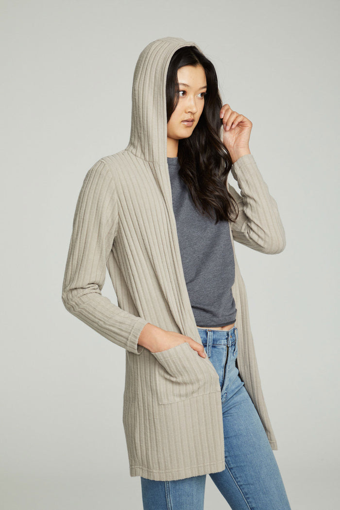 Hooded Open Duster Cardigan With Pockets WOMENS chaserbrand