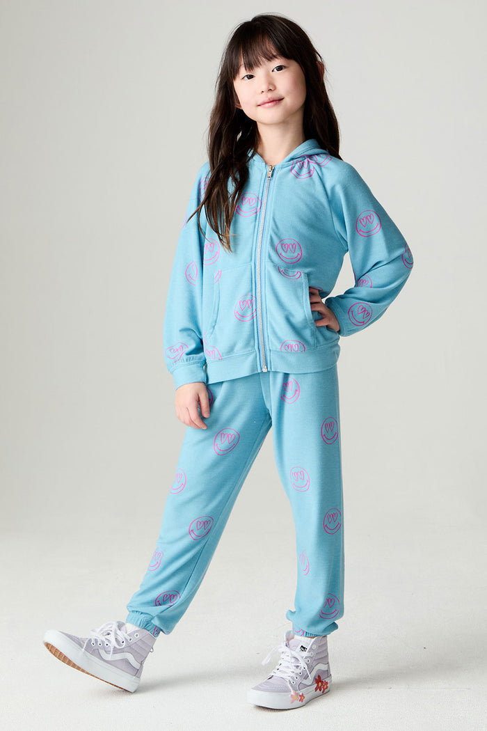Full body front view of a girl wearing the Chaser I C Luv Girls Jogger on a neutral background with hand on hip