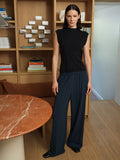 Ilene Black Tie Back Knit Top