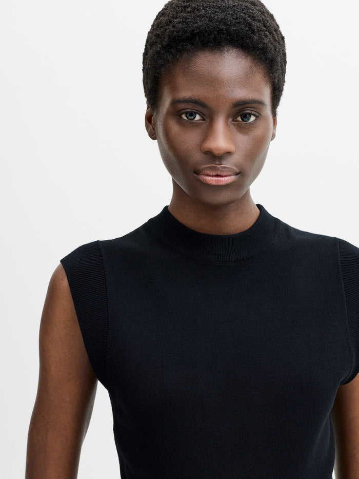Ilene Black Tie Back Knit Top