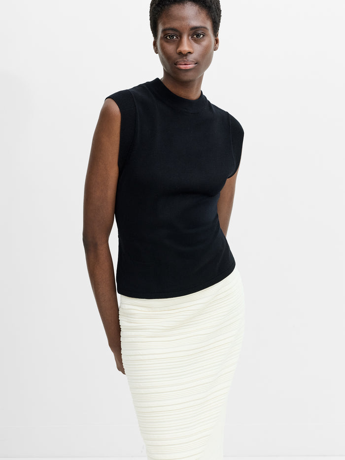 Ilene Black Tie Back Knit Top