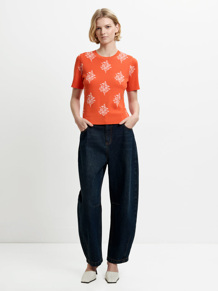 Imelda Ditsy Orange Floral Knit Top