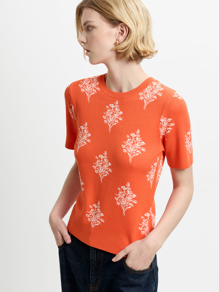 Imelda Ditsy Orange Floral Knit Top