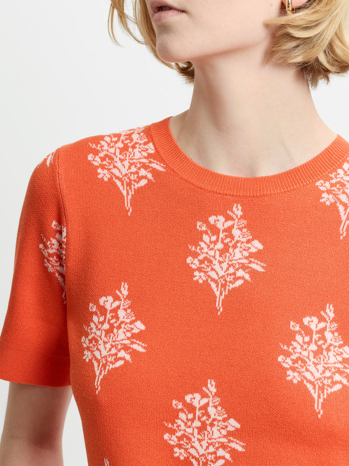 Imelda Ditsy Orange Floral Knit Top