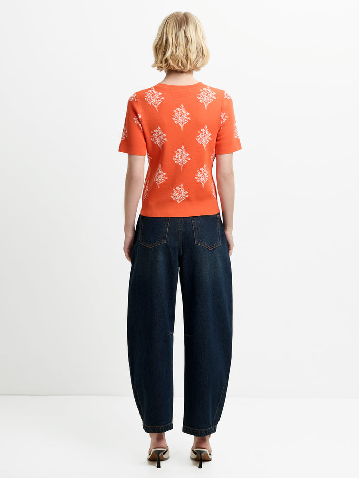Imelda Ditsy Orange Floral Knit Top