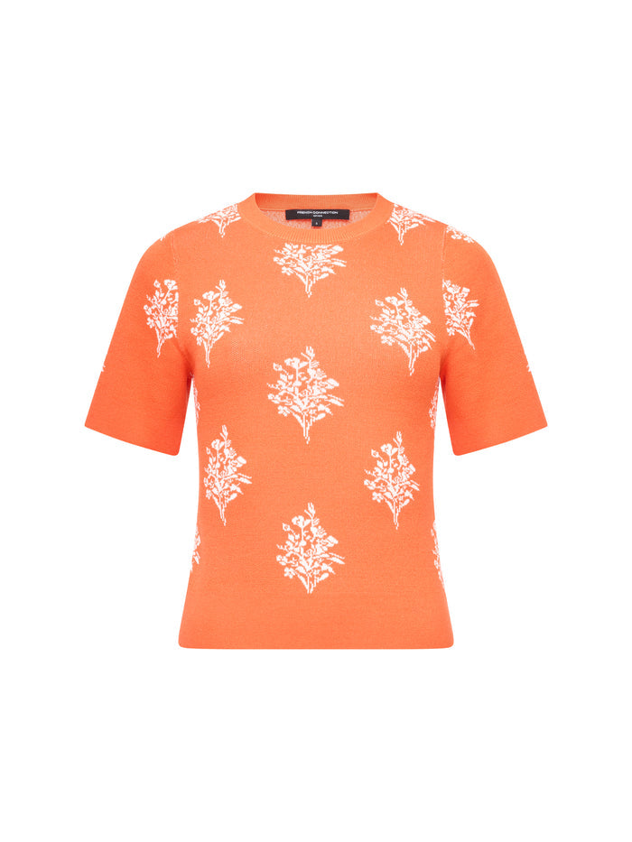 Imelda Ditsy Orange Floral Knit Top