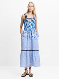 Ivy Scallop Blue Floral Maxi Sundress