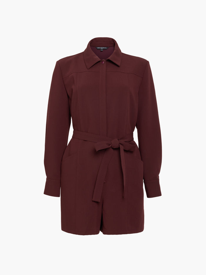 Jaiden Burgundy Belted Shirt Playsuit