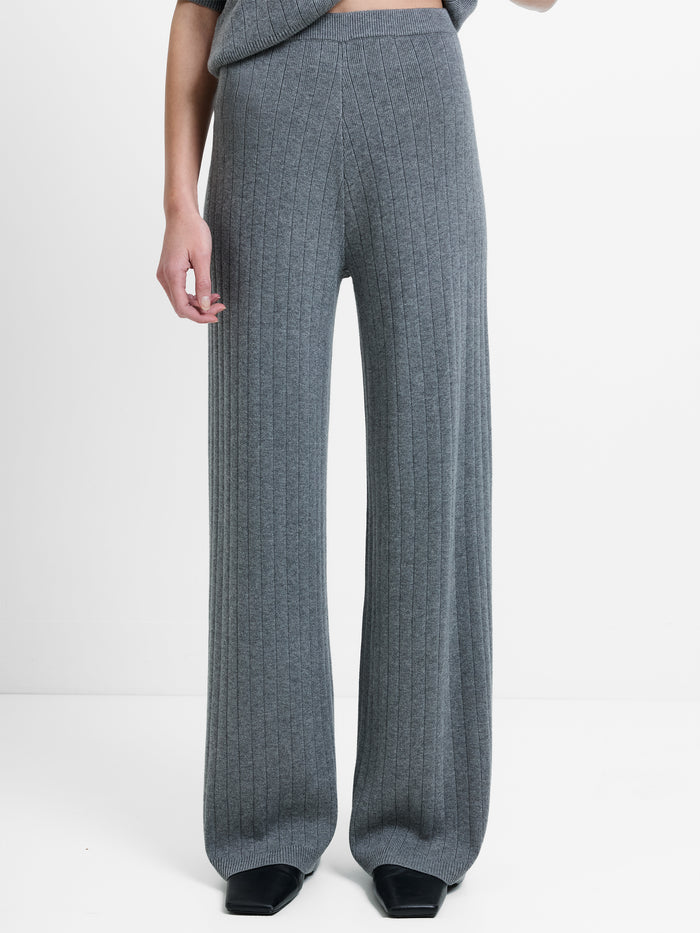 Javier Grey Knit Wide Leg Trousers