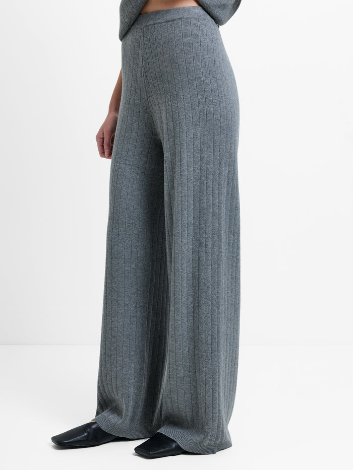 Javier Grey Knit Wide Leg Trousers