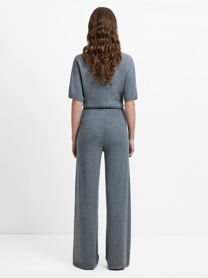 Javier Grey Knit Wide Leg Trousers