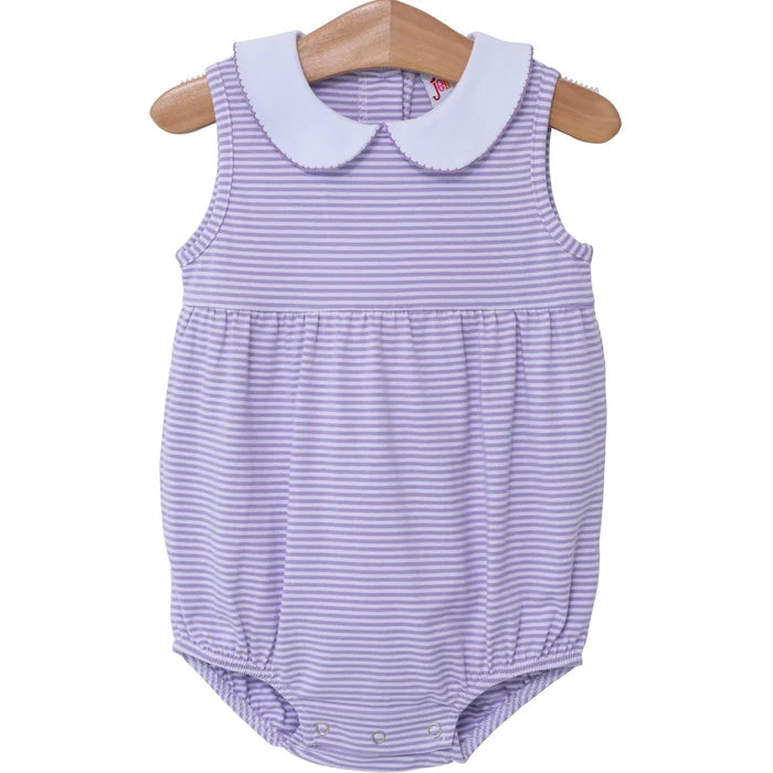 Jellybean Charlotte Sleeveless Bubble- Lavender Stripe