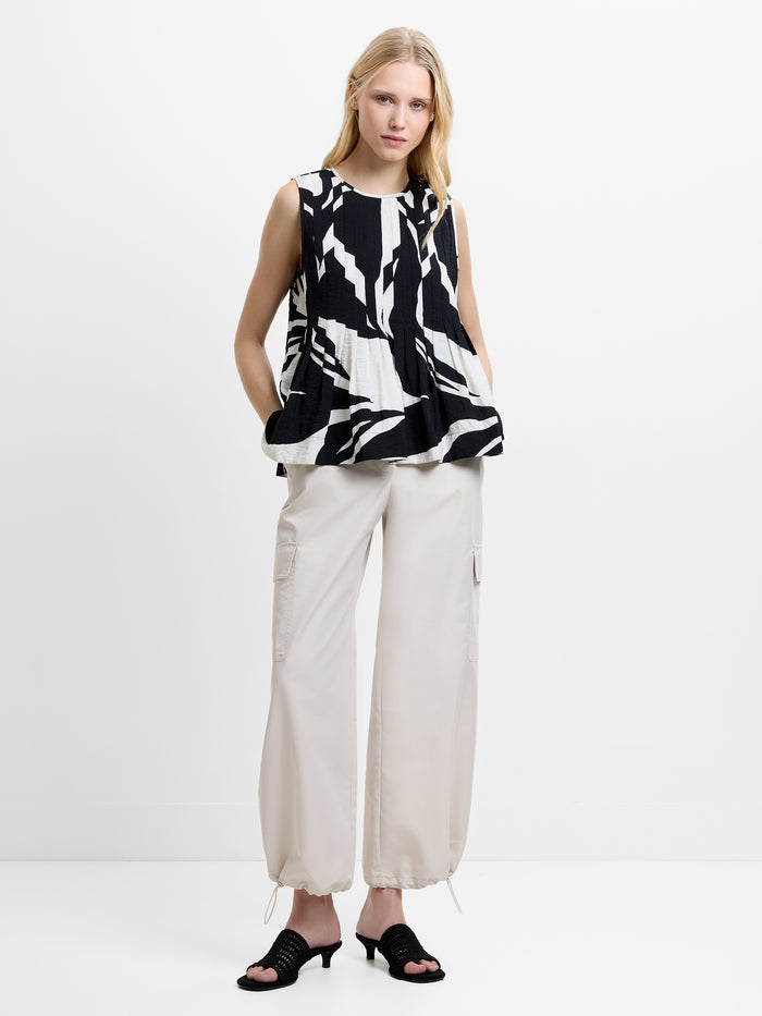 Jessie Abstract Monochrome Sleeveless Top