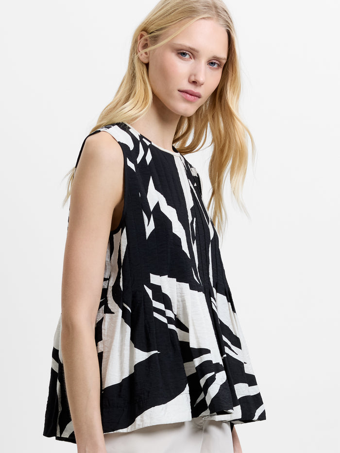 Jessie Abstract Monochrome Sleeveless Top