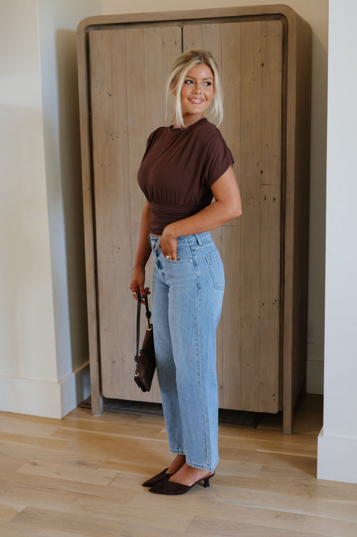 Jessie Cinched Top-Chocolate Brown