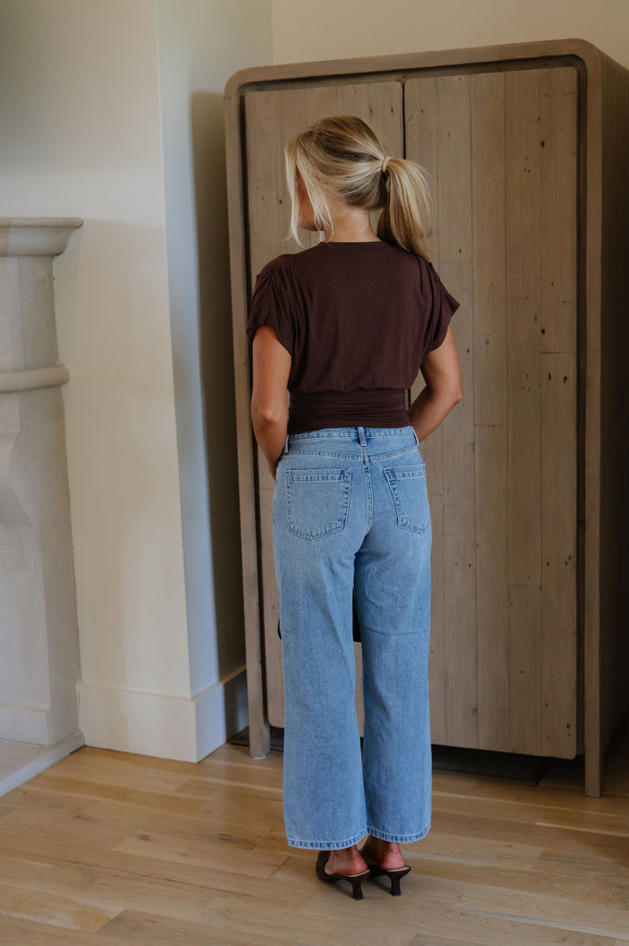 Jessie Cinched Top-Chocolate Brown