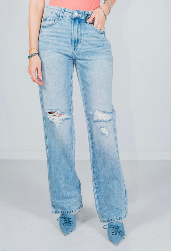 Judy Blue High Waist Rigid Magic Destroy 90's Straight Jeans