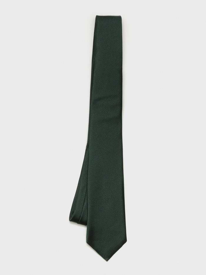 Juniper silk necktie with twill texture, laid flat on a white background.