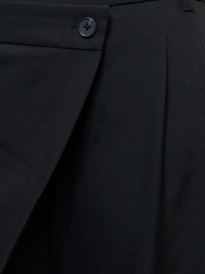 Junis Black Asymmetric Wide Leg Trousers