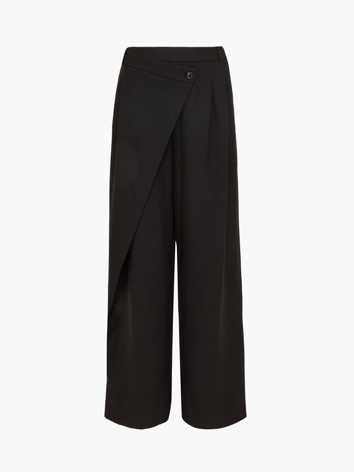 Junis Black Asymmetric Wide Leg Trousers