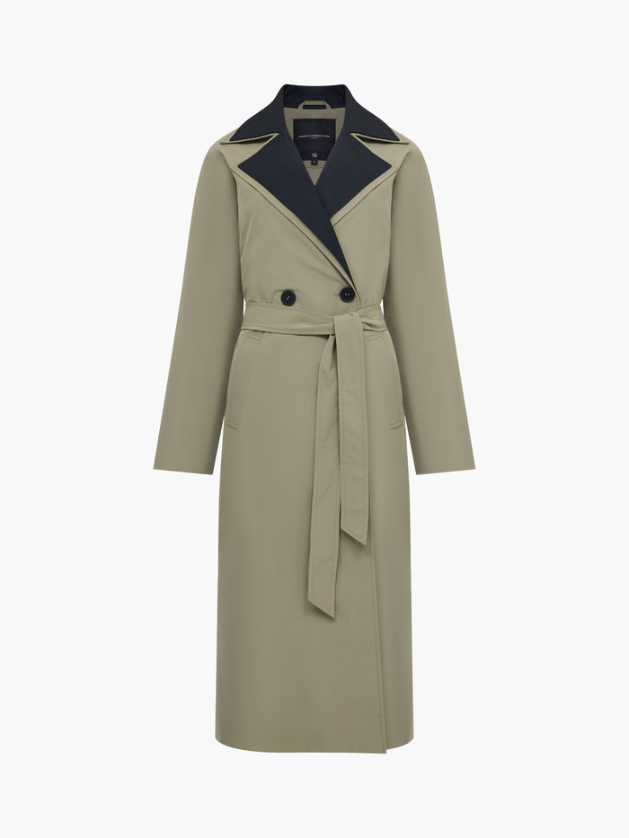 Kaci Double Collar Khaki Green Trench Coat