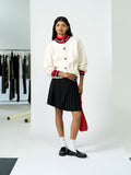 Kenley Recycled Cream Contrast Trim Brushed Cardigan