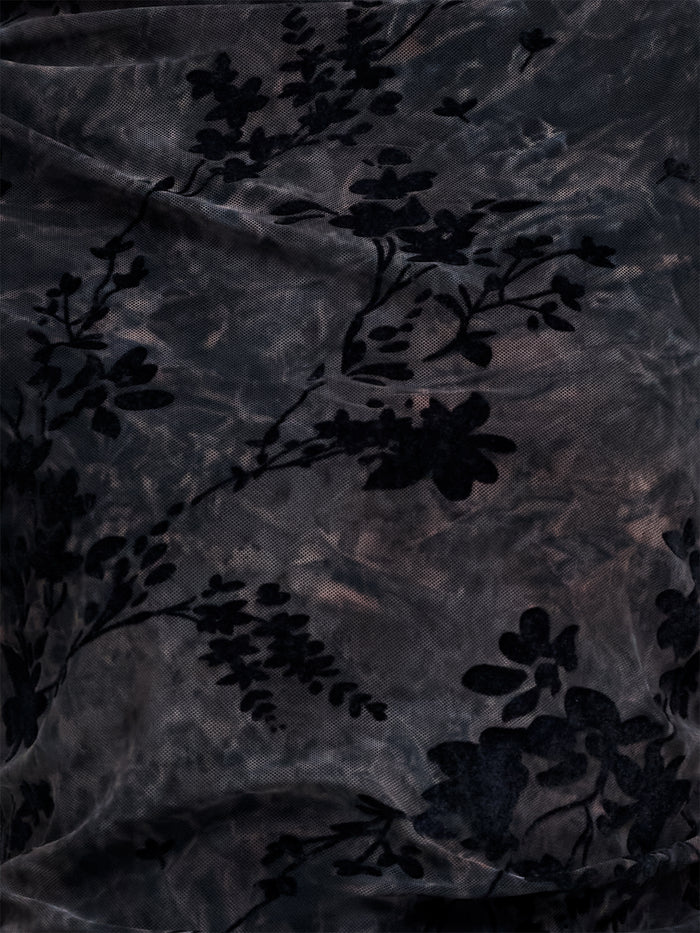 Kenny Floral Velvet Devore Mesh Midi Dress