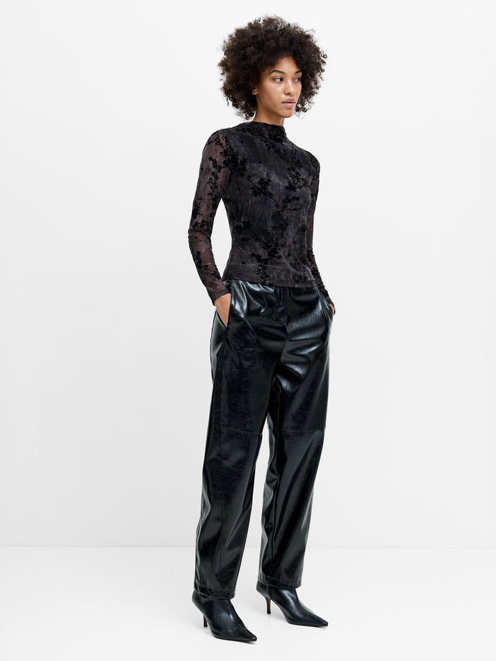 Kenny Floral Velvet Devore Mesh Top