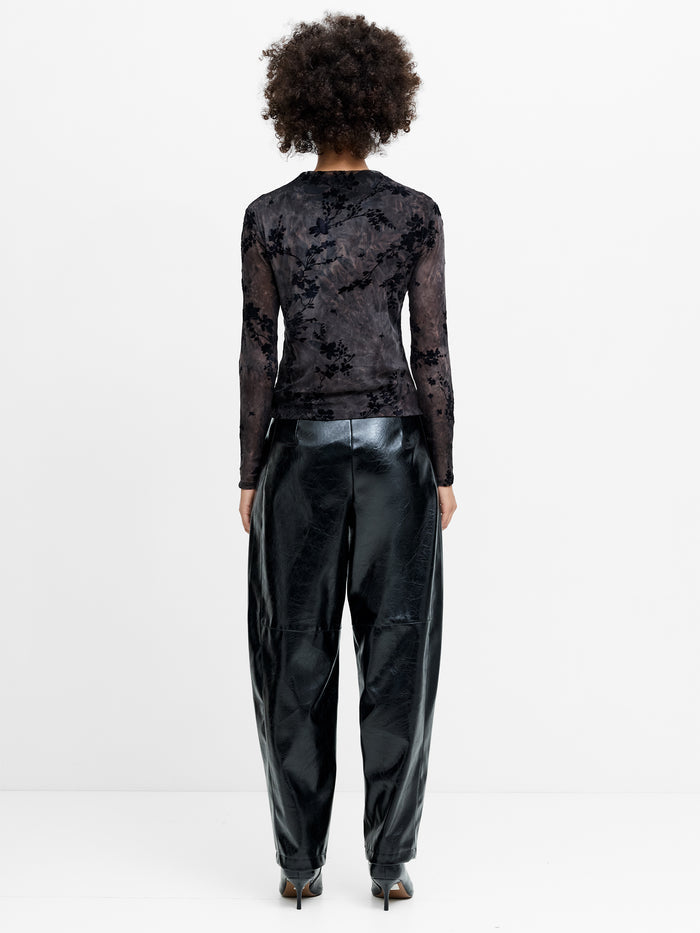 Kenny Floral Velvet Devore Mesh Top