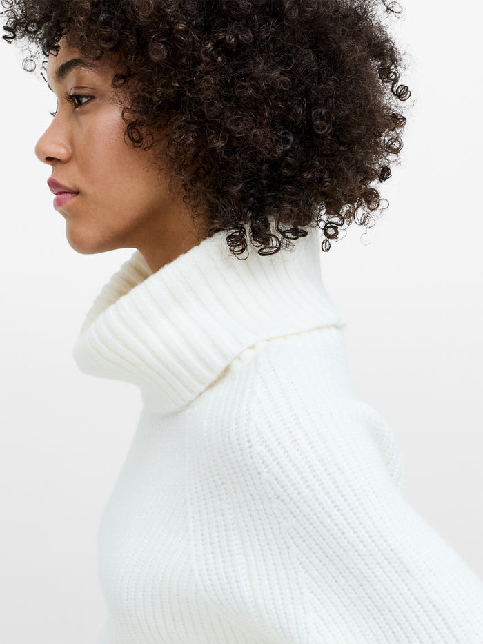 Kessy Cream Draped Funnel Neck Knit Jumper