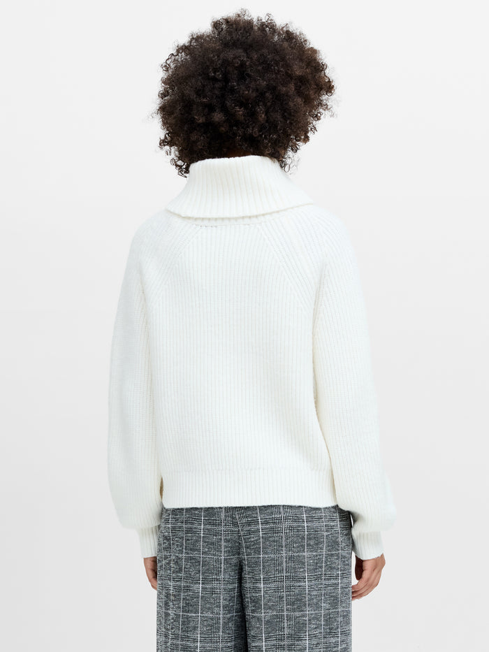 Kessy Cream Draped Funnel Neck Knit Jumper