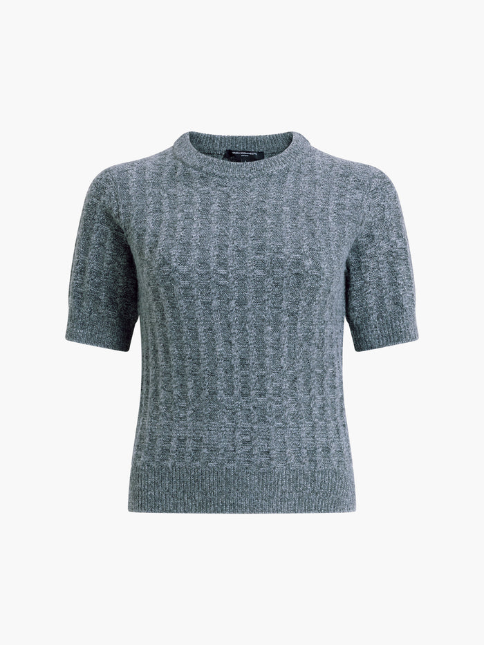 Kezia Grey Recycled Textured Knit Short Sleeve Jumper