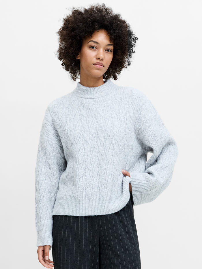 Kezia Recycled Light Grey Cable Twist Knit Jumper