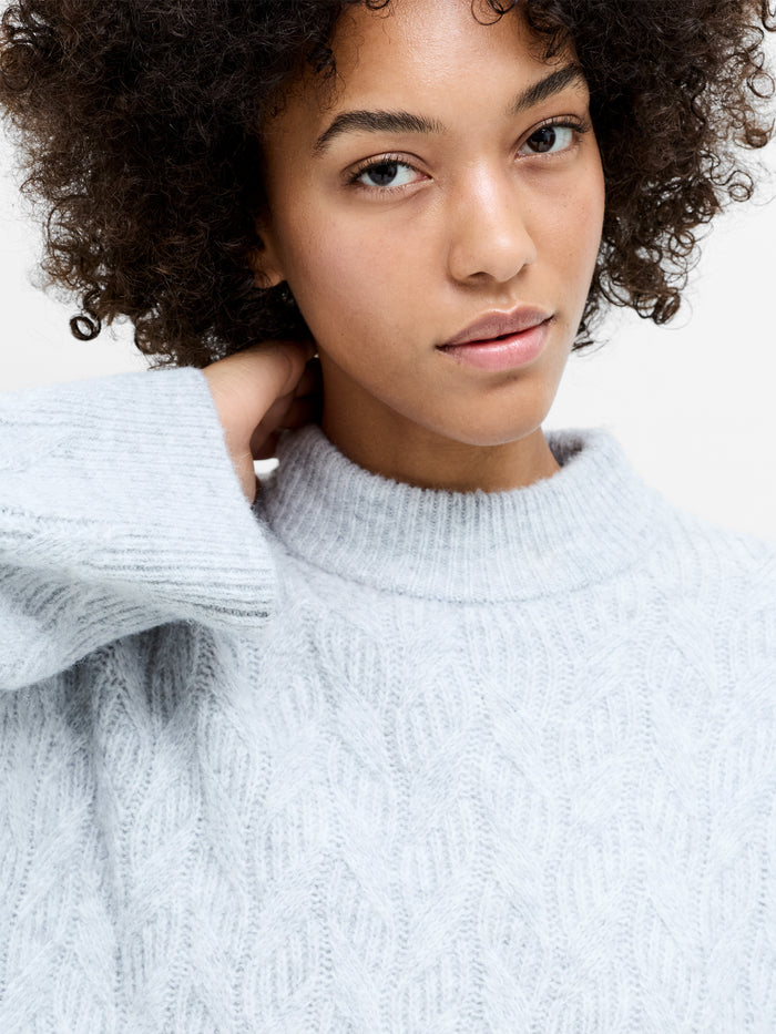 Kezia Recycled Light Grey Cable Twist Knit Jumper