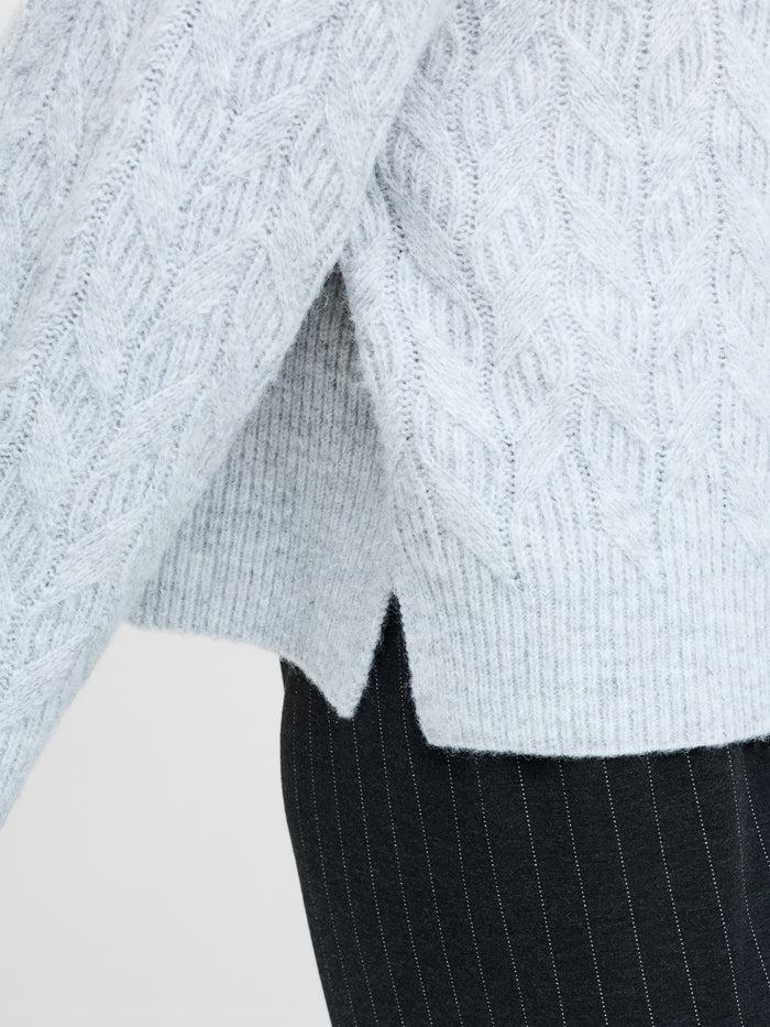 Kezia Recycled Light Grey Cable Twist Knit Jumper