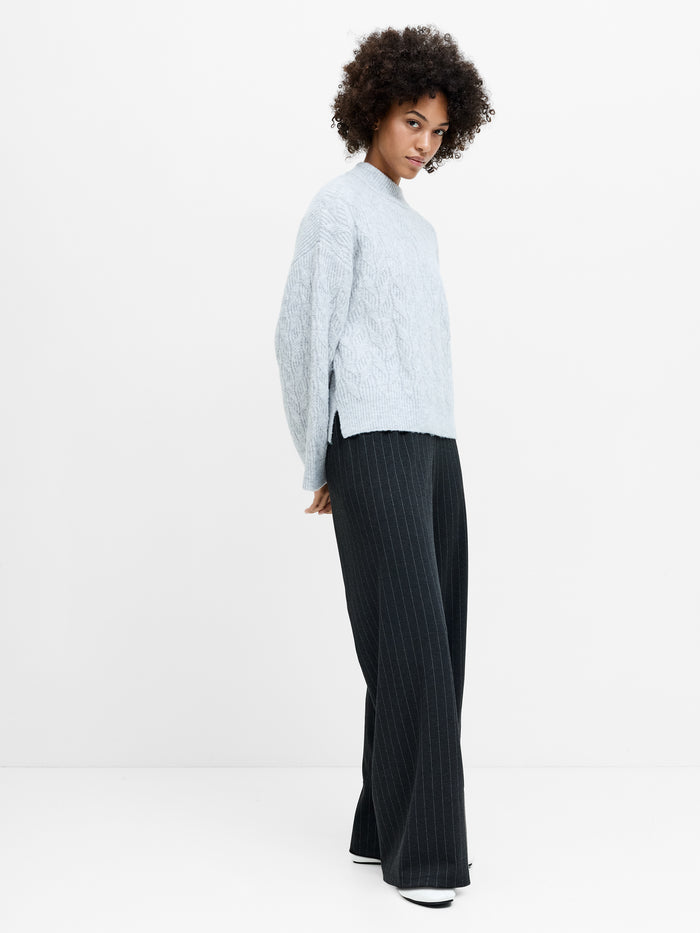 Kezia Recycled Light Grey Cable Twist Knit Jumper
