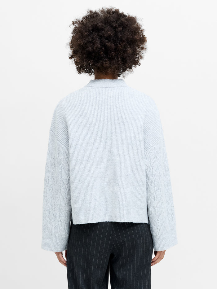 Kezia Recycled Light Grey Cable Twist Knit Jumper