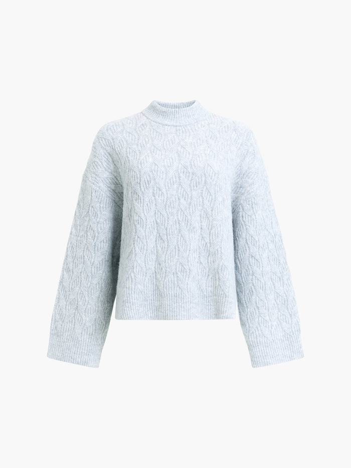 Kezia Recycled Light Grey Cable Twist Knit Jumper