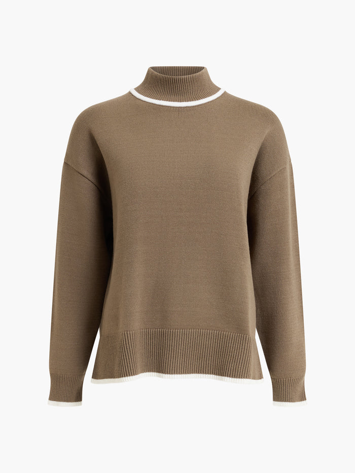 Jordan Khaki Green Contrast Trim Knit Jumper
