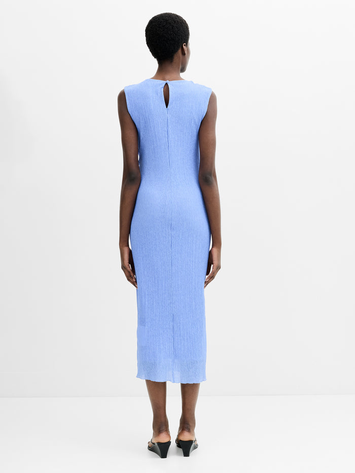 Kiama Plisse Side Twist Blue Midi Dress