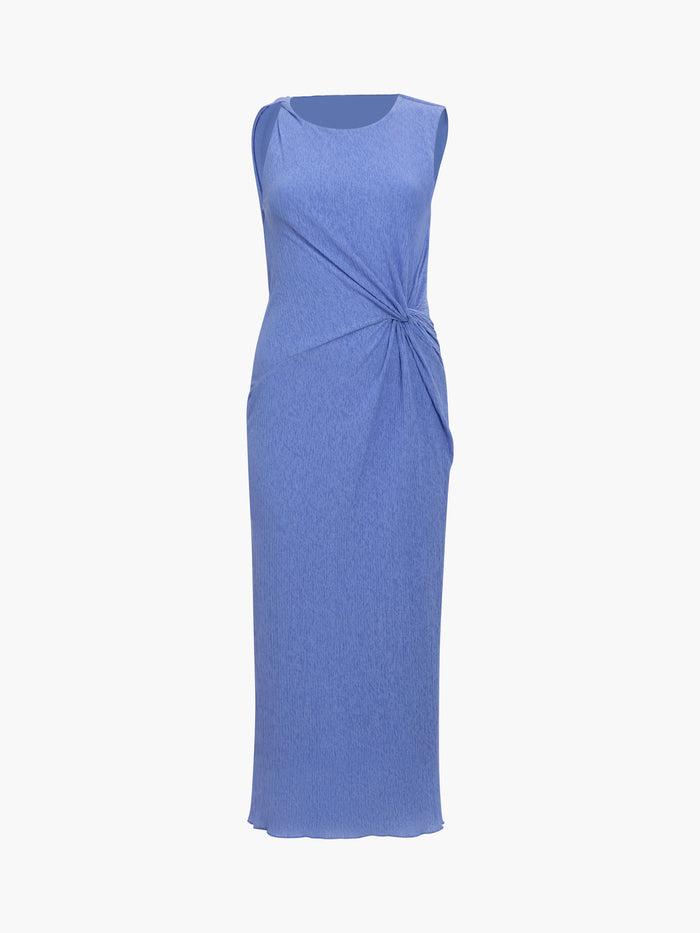 Kiama Plisse Side Twist Blue Midi Dress