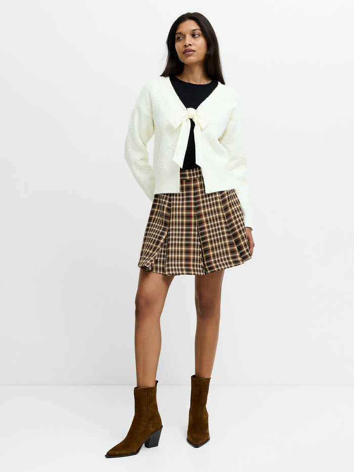 Kitty Cream Bobble Knit Bow Cardigan