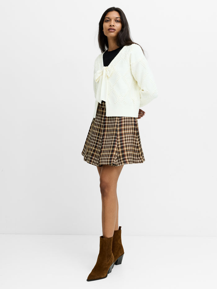 Kitty Cream Bobble Knit Bow Cardigan