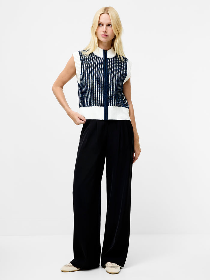Klara Monochrome Sleeveless Zip Up Knit Jumper