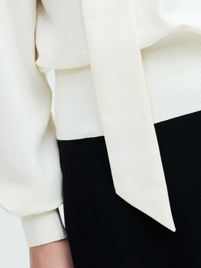 Krista Cream Scarf Neck Fitted Top