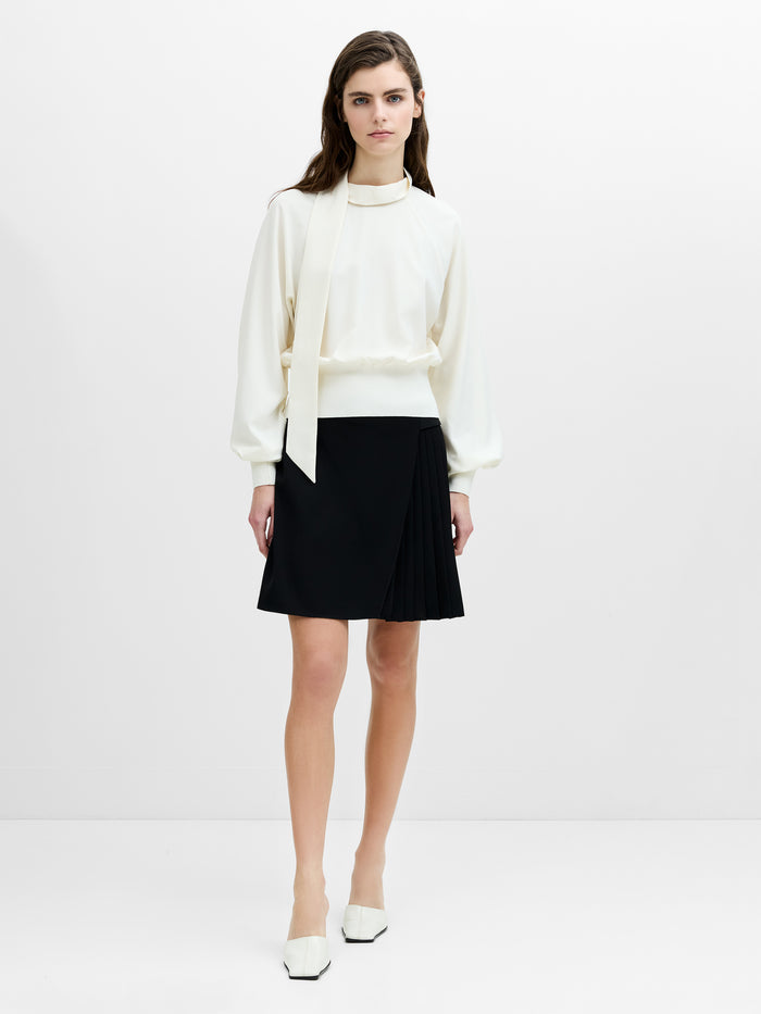Krista Cream Scarf Neck Fitted Top