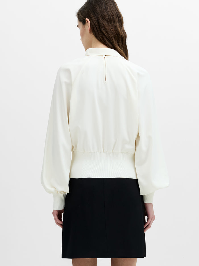 Krista Cream Scarf Neck Fitted Top